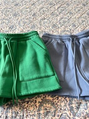 Shorts Green and Light Blue Drawstring Shorts Athletic Soft Size Small